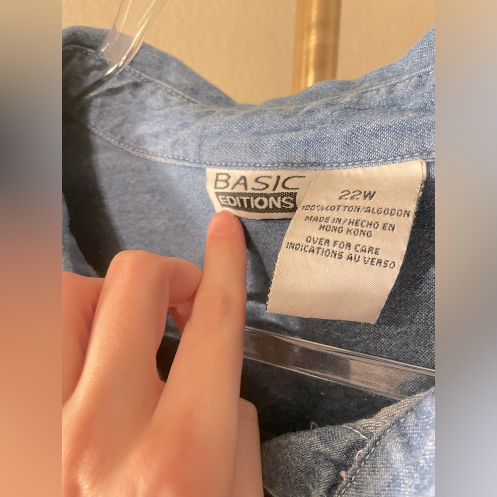 Vintage Basic Editions Chambray Button Down Shirt… - image 5
